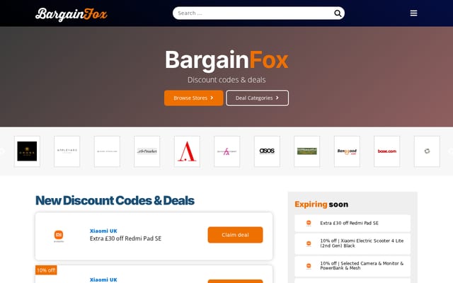 Screenshot of bargainfox.co.uk