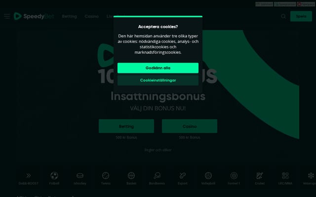 Screenshot of speedybet.com