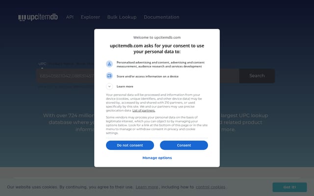 Screenshot of upcitemdb.com