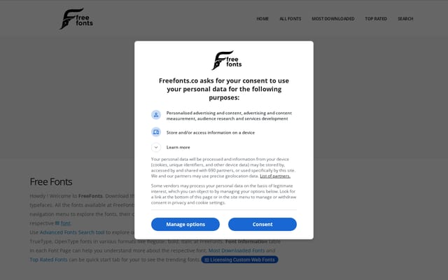 Screenshot of freefonts.co