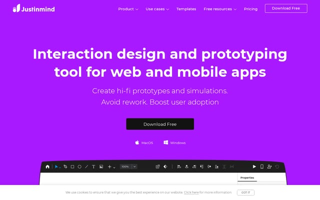 Screenshot of justinmind.com