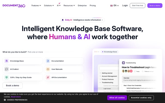 Screenshot of document360.io