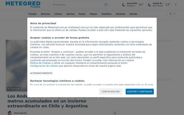 Screenshot of meteored.com.py