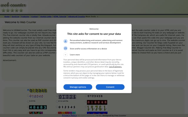 Screenshot of hitwebcounter.com