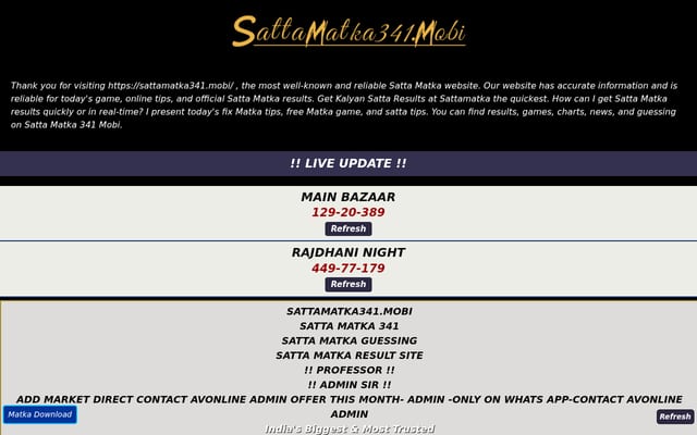 Screenshot of sattamatka341.mobi