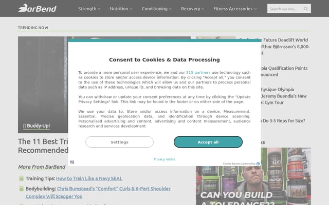 Screenshot of barbend.com