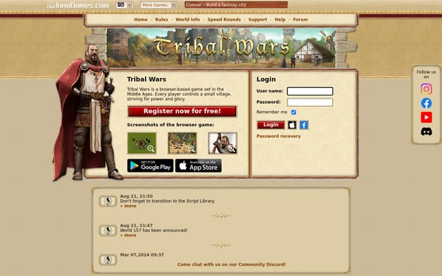 Screenshot of tribalwars.net