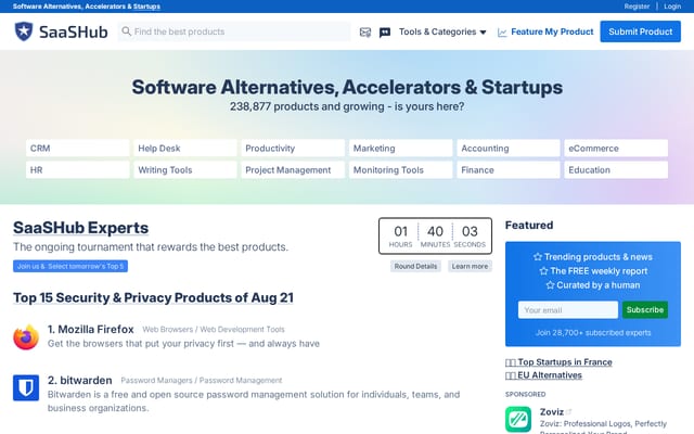 Screenshot of saashub.com
