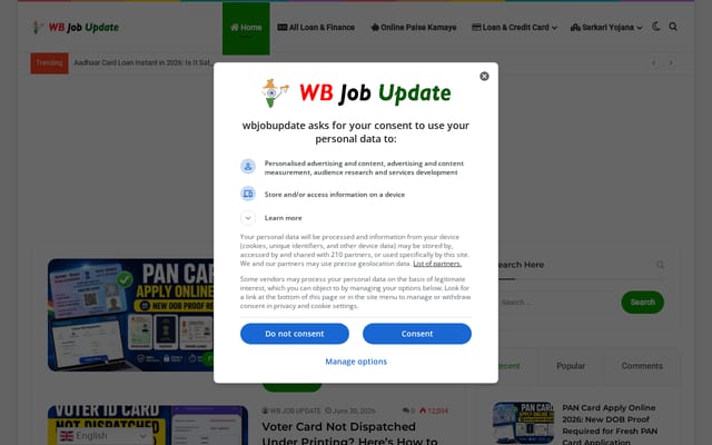 Screenshot of wbjobupdate.com