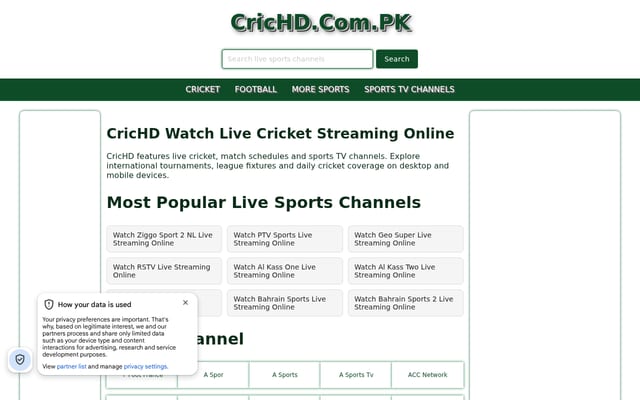 Screenshot of crichd.com.pk