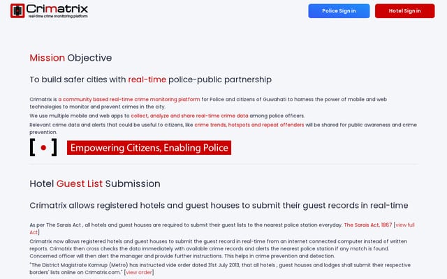 Screenshot of crimatrix.com