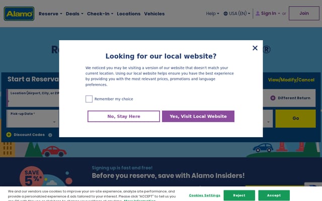 Screenshot of alamo.com