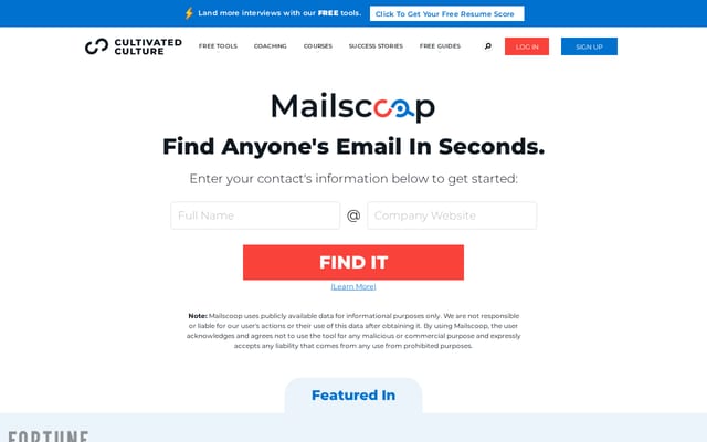 Screenshot of mailscoop.io