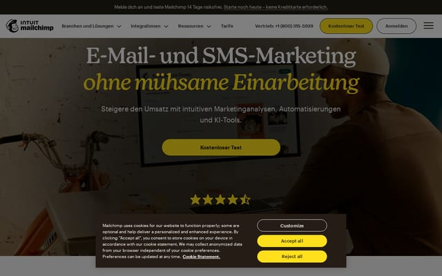 Screenshot of mailchi.mp