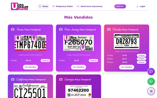 Screenshot of usadealerplates.us