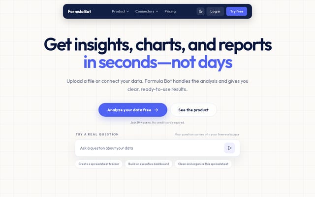 Screenshot of excelformulabot.com