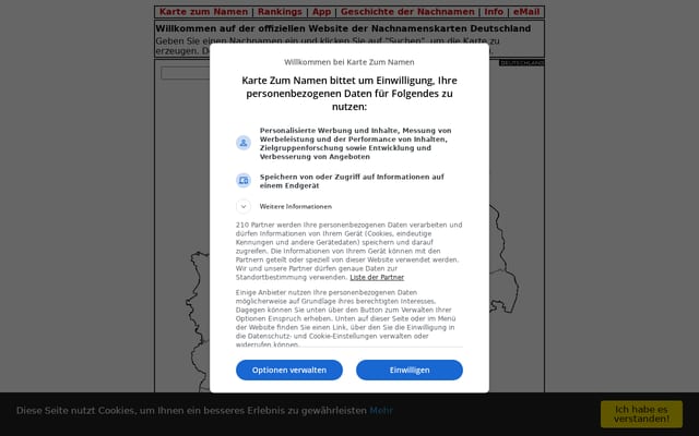 Screenshot of kartezumnamen.eu