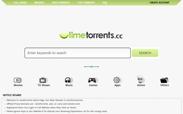 Screenshot of limetorrents.lol