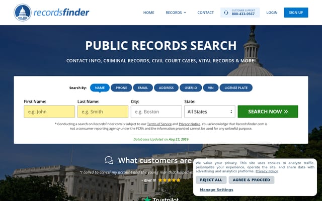 Screenshot of recordsfinder.com