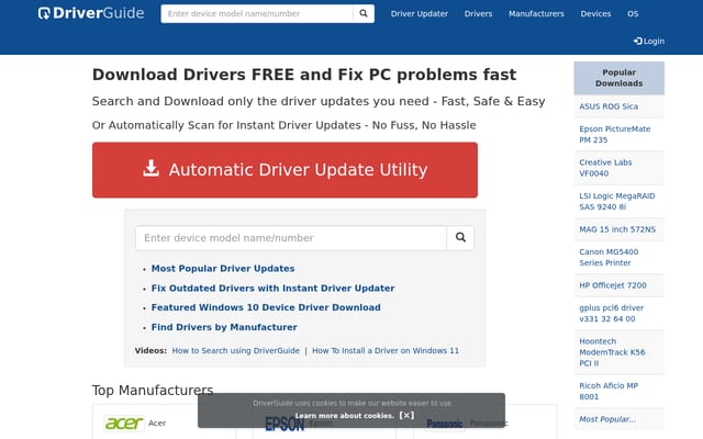 Screenshot of driverguide.com