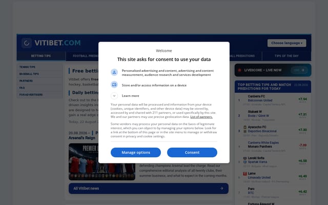 Screenshot of vitibet.com
