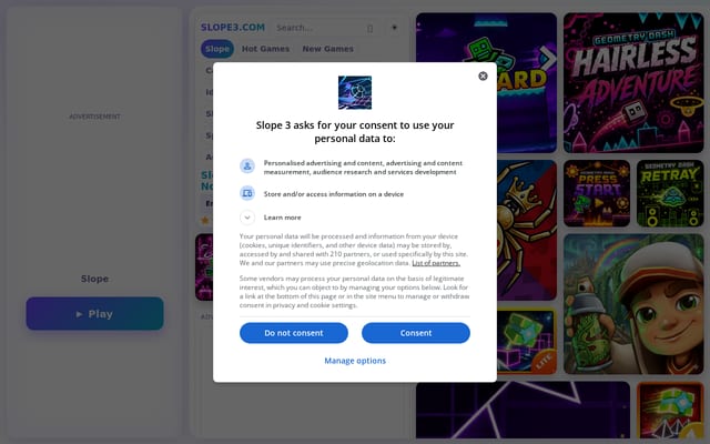Screenshot of slope3.com
