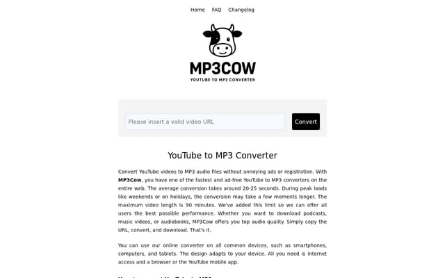 Screenshot of mp3cow.com