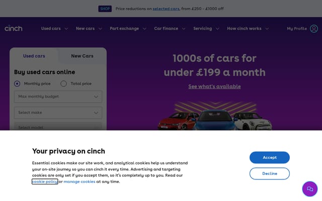 Screenshot of cinch.co.uk