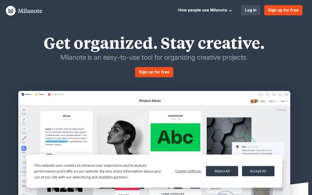 Screenshot of milanote.com