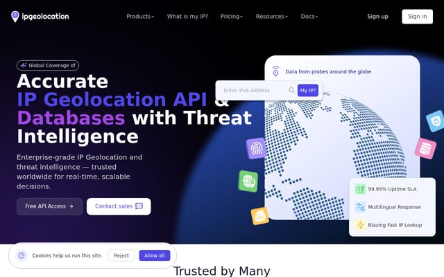 Screenshot of ipgeolocation.io