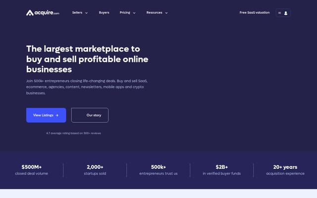 Screenshot of acquire.com