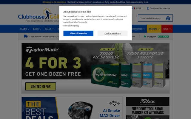 Screenshot of clubhousegolf.co.uk