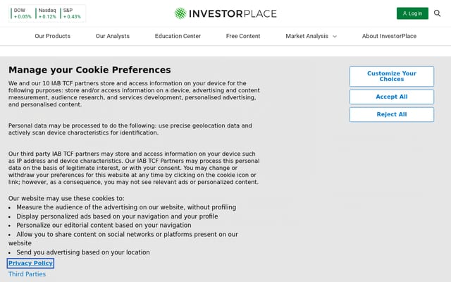 Screenshot of investorplace.com