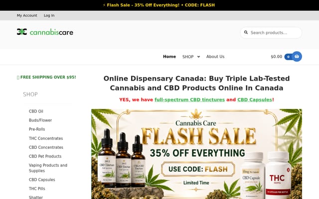 Screenshot of cannabiscare.ca
