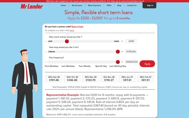 Screenshot of mrlender.com