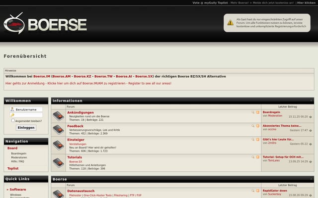 Screenshot of boerse.sx