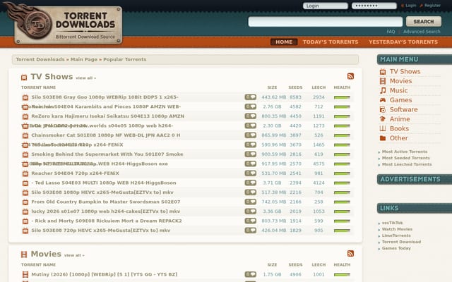 Screenshot of torrentdownloads.me