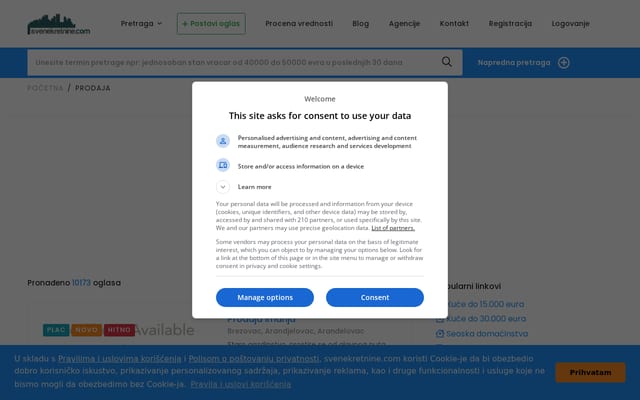 Screenshot of svenekretnine.com