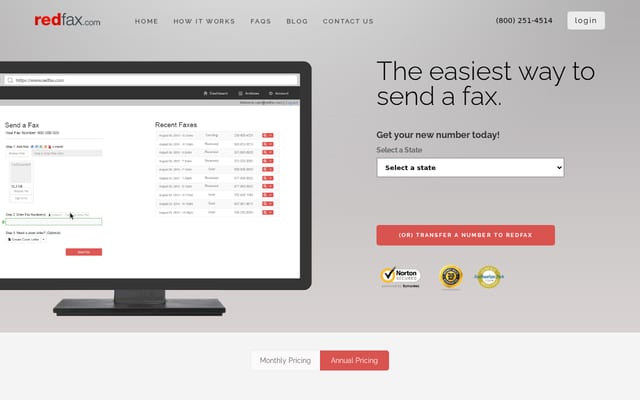 Screenshot of redfax.com