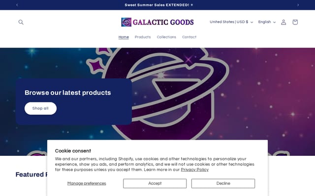 Screenshot of galacticgoodsstore.com