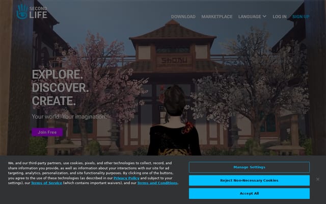 Screenshot of secondlife.com