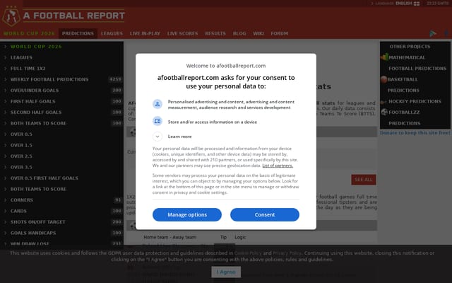Screenshot of afootballreport.com
