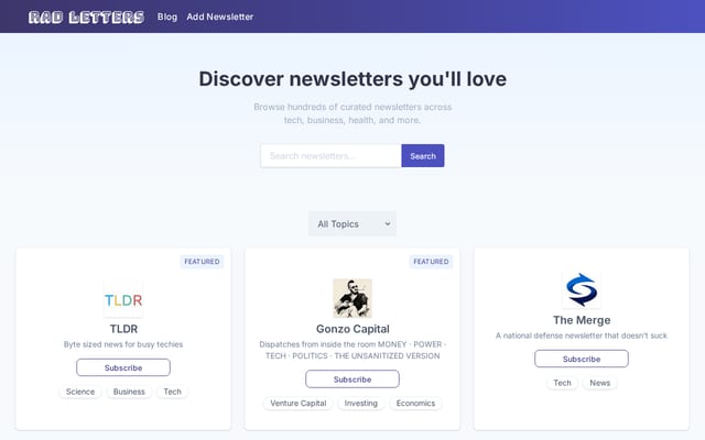 Screenshot of radletters.com