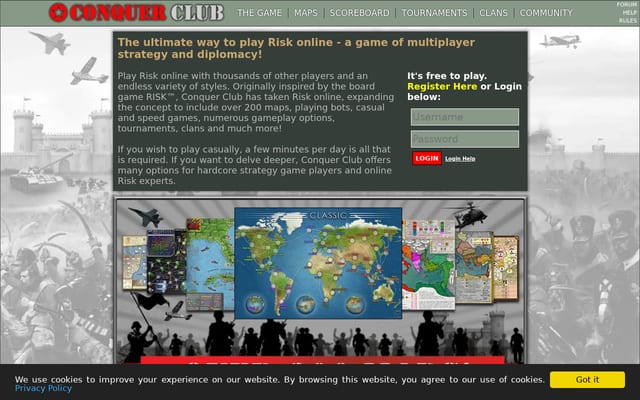 Screenshot of conquerclub.com