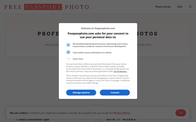 Screenshot of freepassphoto.com