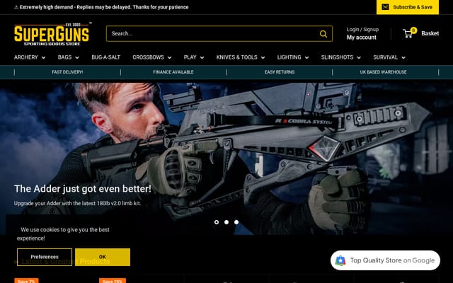 Screenshot of superguns.uk