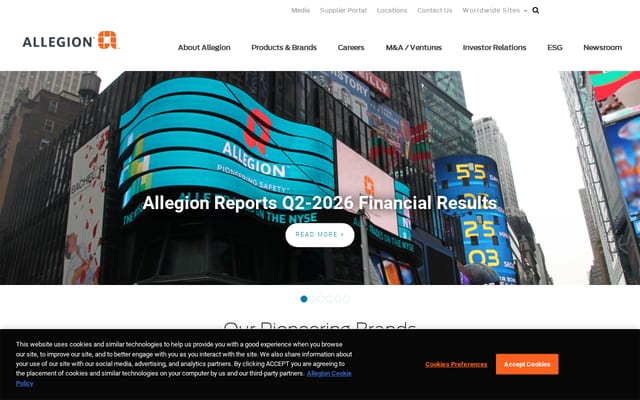 Screenshot of allegion.com