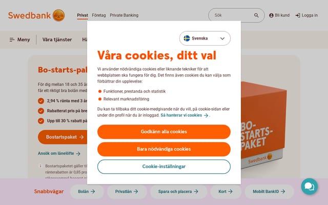 Screenshot of swedbank.se