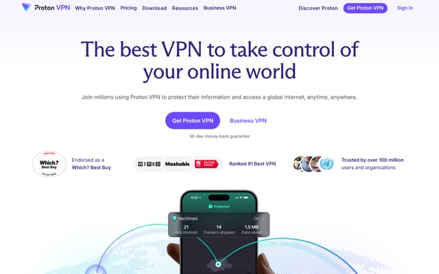 Screenshot of getproton.me