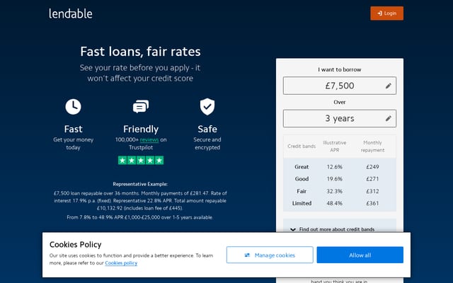 Screenshot of lendable.co.uk